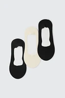 Ardene 3-Pack Mid Cut Shoe Liners in Black | Nylon/Spandex