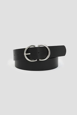 Ardene Double Buckle Faux Leather Belt in Black | Size