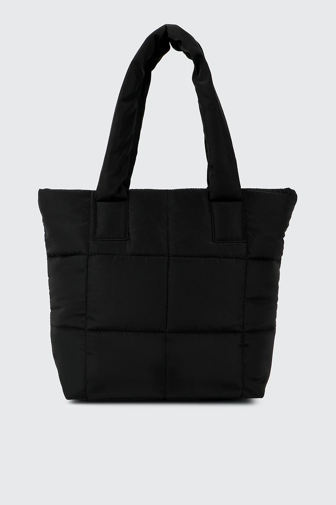 Ardene Puffer Tote Bag in Black | 100% Recycled Polyester/Nylon | Eco-Conscious