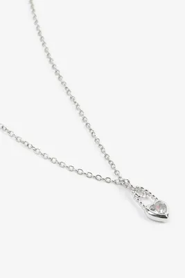 Ardene Heart Shape Paperclip Chain Necklace in Silver