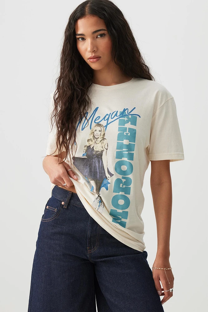 Ardene Oversized Megan Moroney T-Shirt in Beige | Size | 100% Cotton