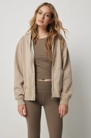 Ardene Pigment Dye Zip-Up Hoodie in Beige | Size | Polyester/Cotton | Fleece-Lined