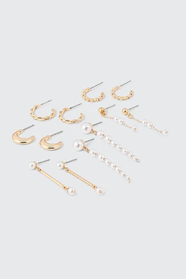 Ardene 6-Pack Pearl Earrings in Gold | Stainless Steel