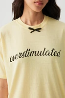 Ardene Oversized Graphic T-Shirt with Bow in Light | Size | Polyester/Cotton