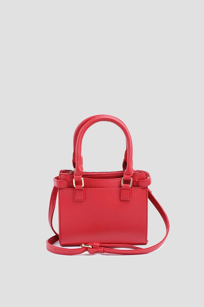 Ardene Small Tote Bag in Red | 100% Recycled Polyester/Faux Leather | Eco-Conscious
