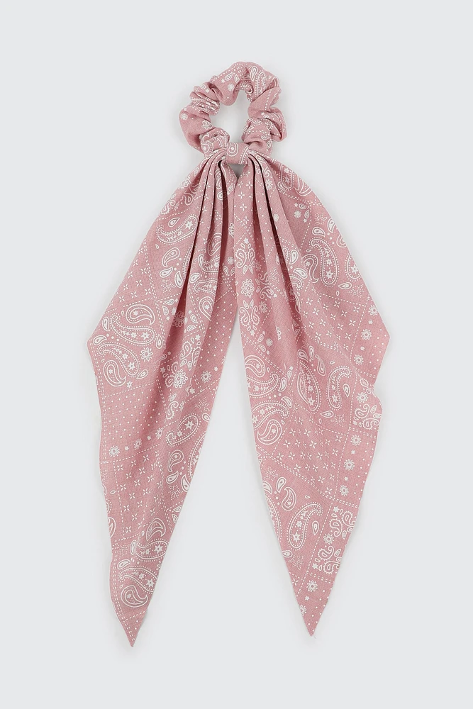 Ardene Paisley Scarf Scrunchie in Medium Pink | Polyester/Elastane