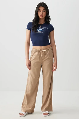 Ardene Mid Rise Pull On Pants in Beige | Size | Cotton