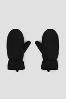 Ardene Fleece Lined Puffer Mittens in Black | Polyester