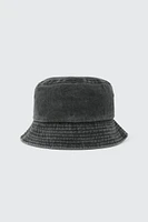 Ardene Washed Bucket Hat in Black | 100% Cotton