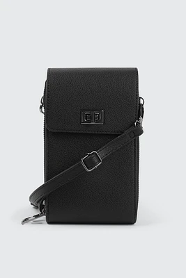 Ardene Faux Leather Phone Bag in Black | 100% Recycled Polyester/Faux Leather | Eco-Conscious
