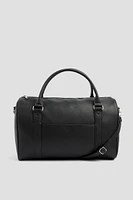 Ardene Large Faux Leather Duffle Bag in Black | 100% Recycled Polyester/Faux Leather | Eco-Conscious