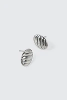 Ardene Stainless Steel Ribbed Earrings in Silver
