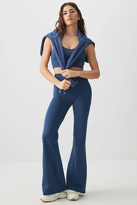 Ardene V Waistband Flare Leggings in Dark Blue | Size | Nylon/Spandex | Eco-Conscious