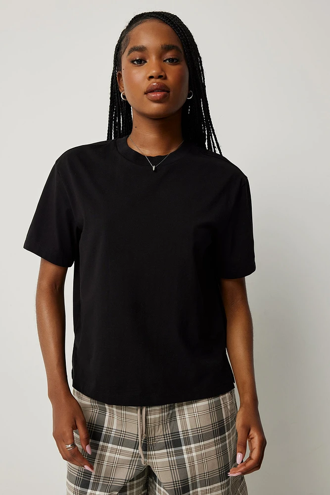 Ardene Boxy Crew Neck T-Shirt in | Size | Polyester/Cotton