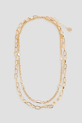 Ardene Two-Row Paper Clip Necklace in Gold