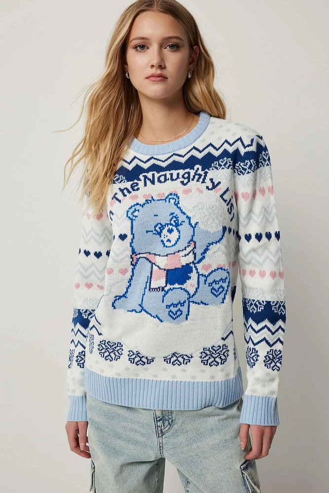 Ardene Care Bears Ugly Christmas Sweater in Light Blue | Size | 100% Acrylic