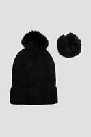 Ardene Beanie with Two Removable Pompoms in | Polyester