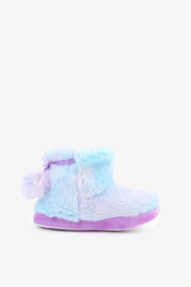 Ardene Pompom Bootie Slippers in Light | Size