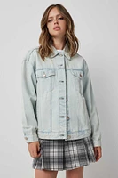 Ardene Oversized Jean Jacket in Light Blue | Size | 100% Cotton