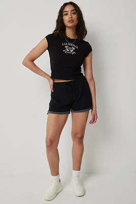 Ardene French Terry Sweatshorts in Black | Size | Polyester/Cotton