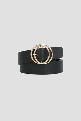 Ardene Double Circle Belt in Gold | Size | Faux Leather