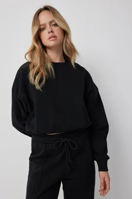 Ardene Bubble Crew Neck Sweatshirt in Black | Size | Polyester/Cotton | Fleece-Lined