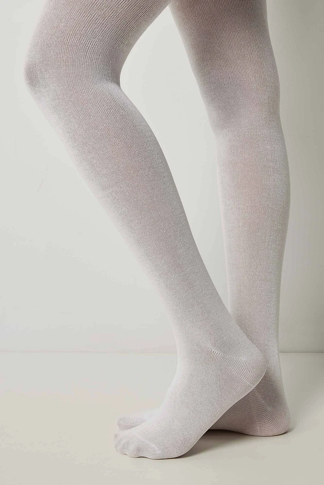 Ardene 120 Denier Tights in White | Size Large | Polyester/Rayon/Spandex | Eco-Conscious