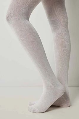 Ardene 120 Denier Tights in White | Size Large | Polyester/Rayon/Spandex | Eco-Conscious