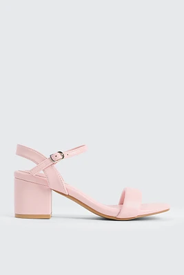 Ardene Block Heel Sandals in Light | Size | Faux Leather | Eco-Conscious