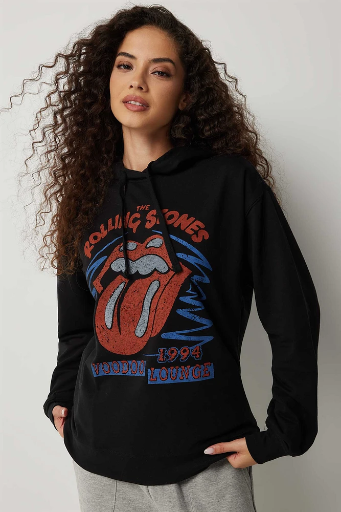 Ardene The Rolling Stones Hoodie in Black | Size | Fleece-Lined