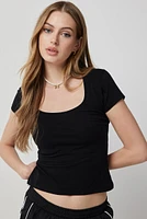 Ardene Basic Scoop Neck Fitted T-Shirt in | Size | Cotton/Elastane | Eco-Conscious