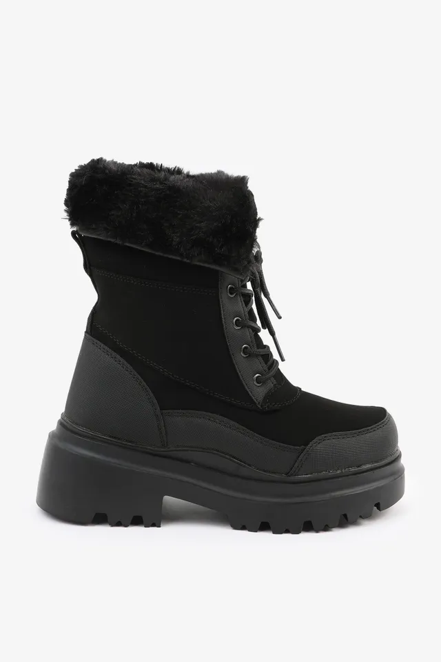 Warm-Lined Tall Boots with Knit Trim