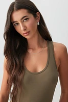Ardene Effortless Basic Scoop Tank in Khaki | Size | Polyester/Elastane | Eco-Conscious