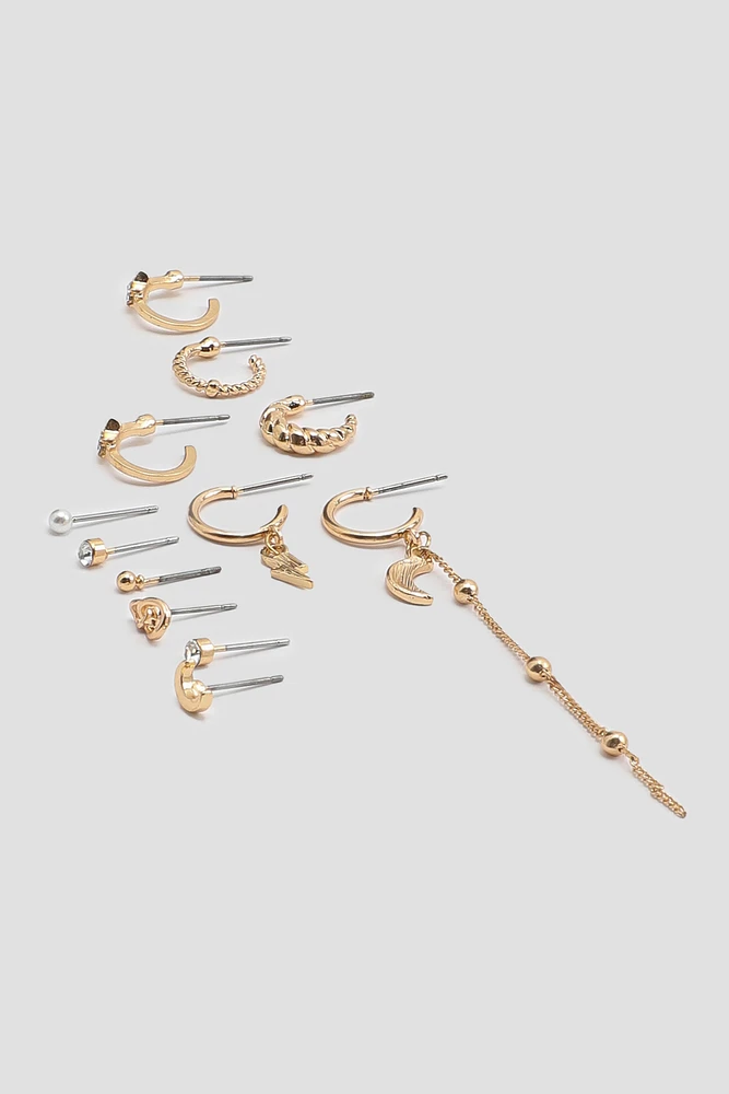 Ardene 12-Pack of Mix Earrings in Gold | Stainless Steel