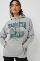 Ardene Mountain Destination Hoodie in Light Grey | Size Small | Polyester/Cotton | Fleece-Lined