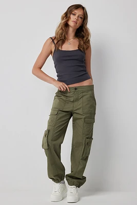 Ardene Ripstop Cargo Jogger Pants in Khaki | Size | 100% Cotton