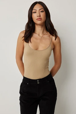 Ardene Seamless Rib Bodysuit in Beige | Size | Eco-Conscious