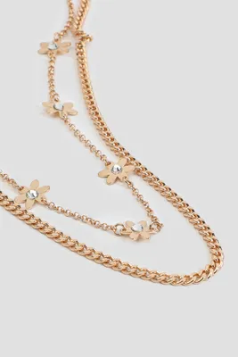 Ardene Two-Row Daisy Chain Necklace in Gold