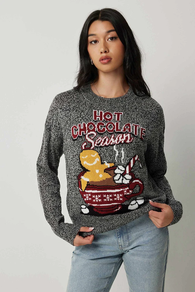 Ardene Ugly Christmas Sweater in Dark Grey | Size | 100% Acrylic