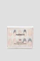 Ardene Black & White Stiletto Fake Nails