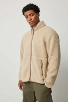 Ardene Man Sherpa Jacket For Men in Beige | Size | Polyester