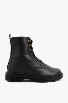 Ardene Ankle-Length Combat Boots in | Size | Faux Leather/Rubber