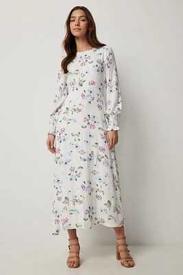 Ardene Long Sleeve Midi Dress in White | Size | 100% Viscose