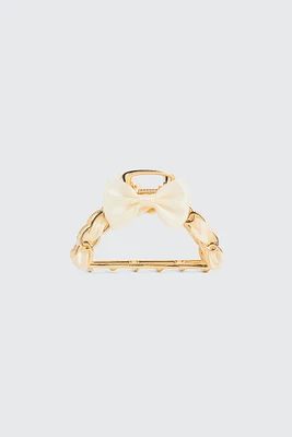 Ardene Chain Hair Claw with Bow Detail in Gold