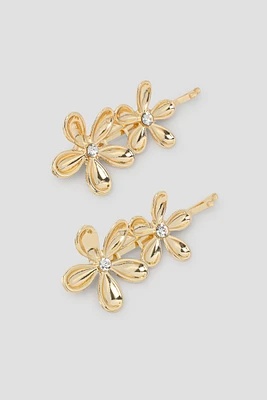 Ardene 2-Pack Daisy Hair Pins in Gold
