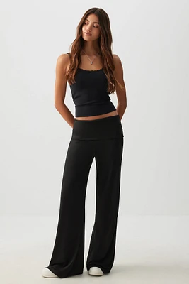 Ardene Foldover Wide Leg Leggings in | Size | Polyester/Elastane
