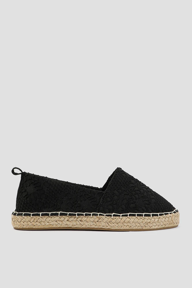 Ardene Crochet Slip On Shoes in Black | Size