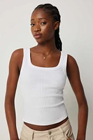 Ardene Basic Scoop Neck Tank in White | Size | Cotton/Elastane | Eco-Conscious