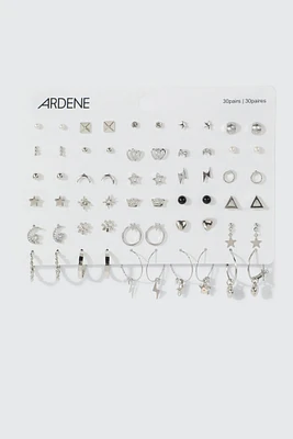 Ardene 30-Pack Assorted Earrings in Silver | Stainless Steel