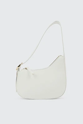 Ardene Asymmetrical Baguette Bag in White | 100% Recycled Polyester | Eco-Conscious